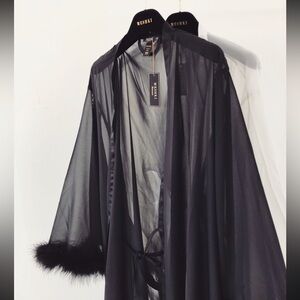 Meshki Clara Feather Trim Robe Black 🖤 Size XS SOLD OUT Perfect Condition